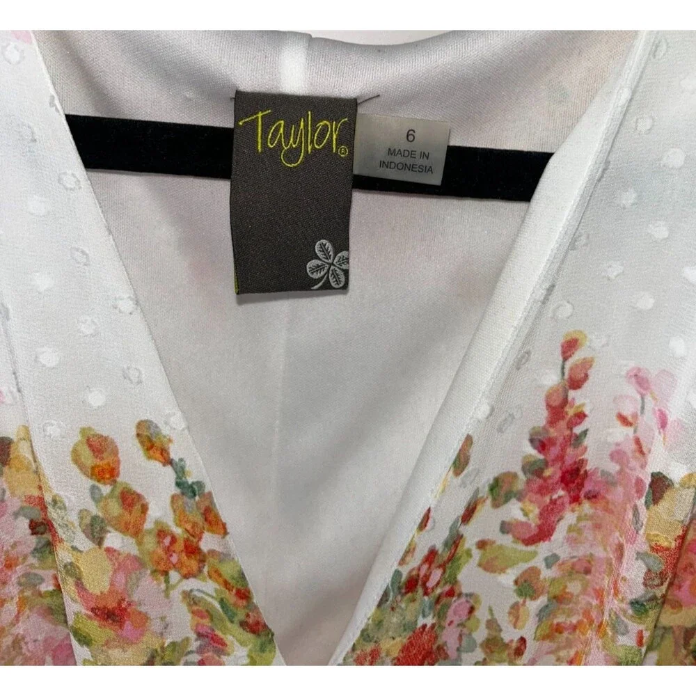 Women's Taylor Floral Striped Swiss-Dot Chiffon Cottagecore Maxi Dress Size 6 - Picture 6 of 8